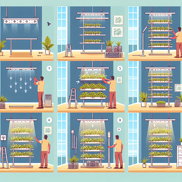 installing grow lights for indoor vertical garden