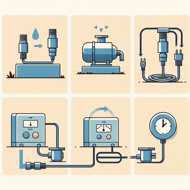 water pump connected to power source and timer