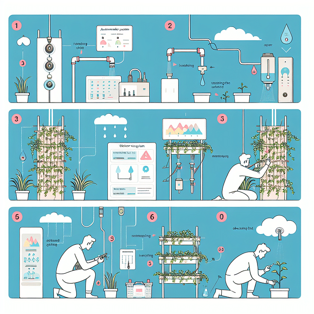 testing automated watering system in vertical garden