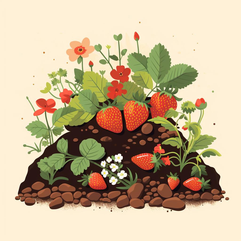 A well-mixed soil blend for strawberry planting.