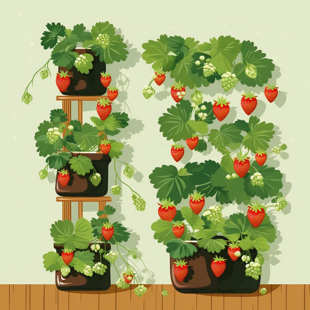 A variety of vertical garden structures suitable for growing strawberries.