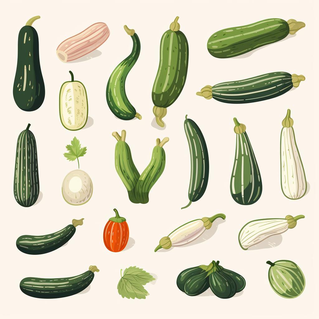 Different varieties of zucchini seeds