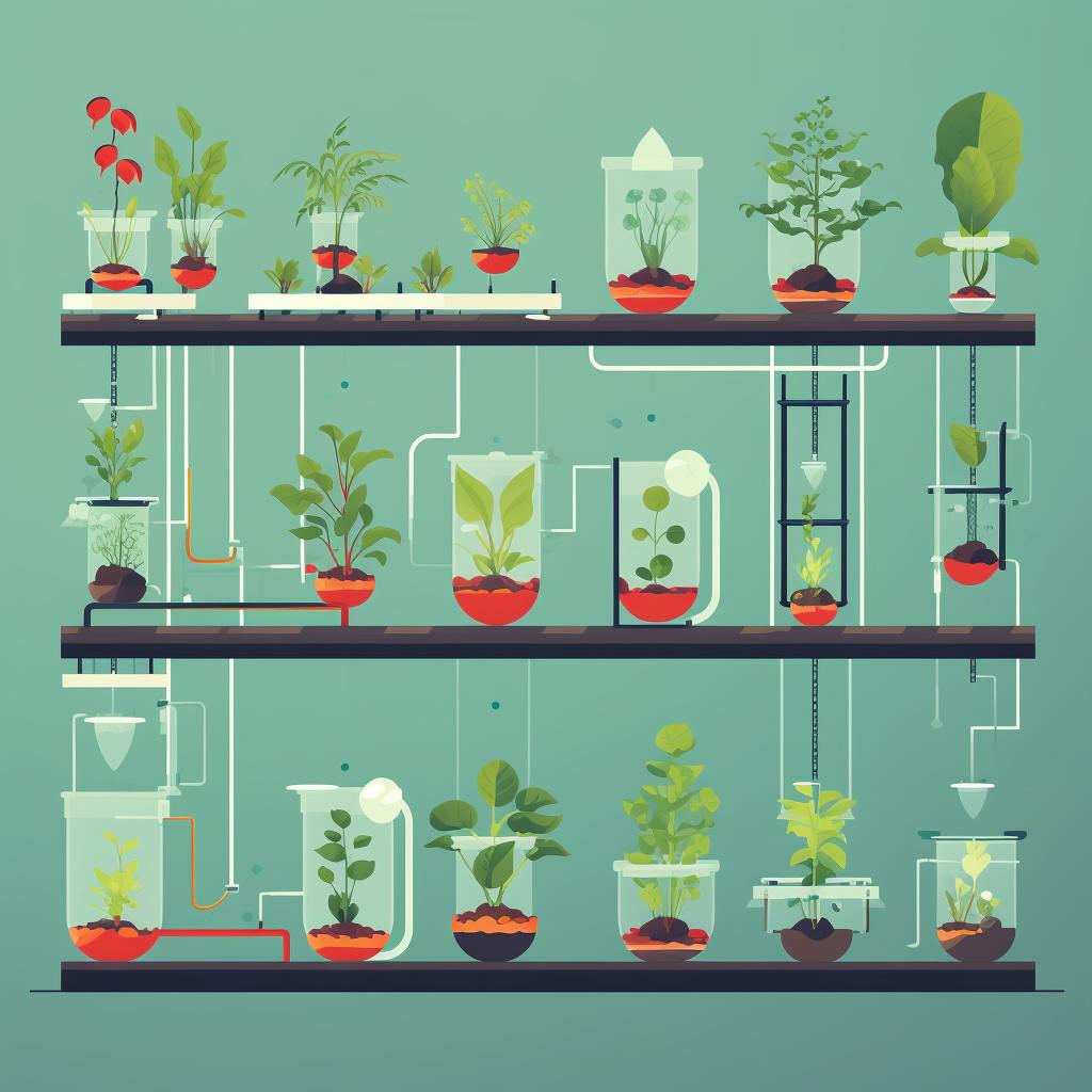 Different types of hydroponic systems displayed